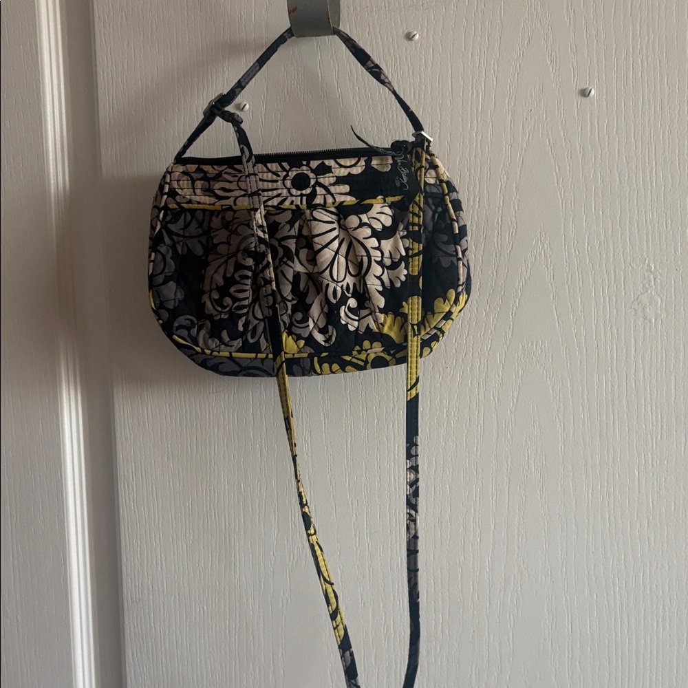 Vera Bradley Baraque Floral Crossbody Bag - Black and Yellow